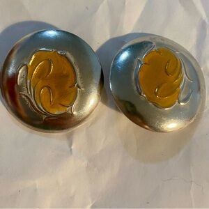 Sexy Vintage Amber Resin Maximalist Pierced Earrings